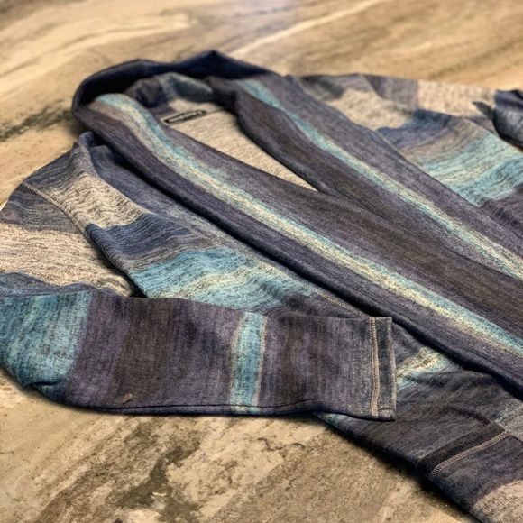 David Cline Aqua and Navy Shaw Collar Cardigan. Soft and roomy. Size S - Picture 3 of 8